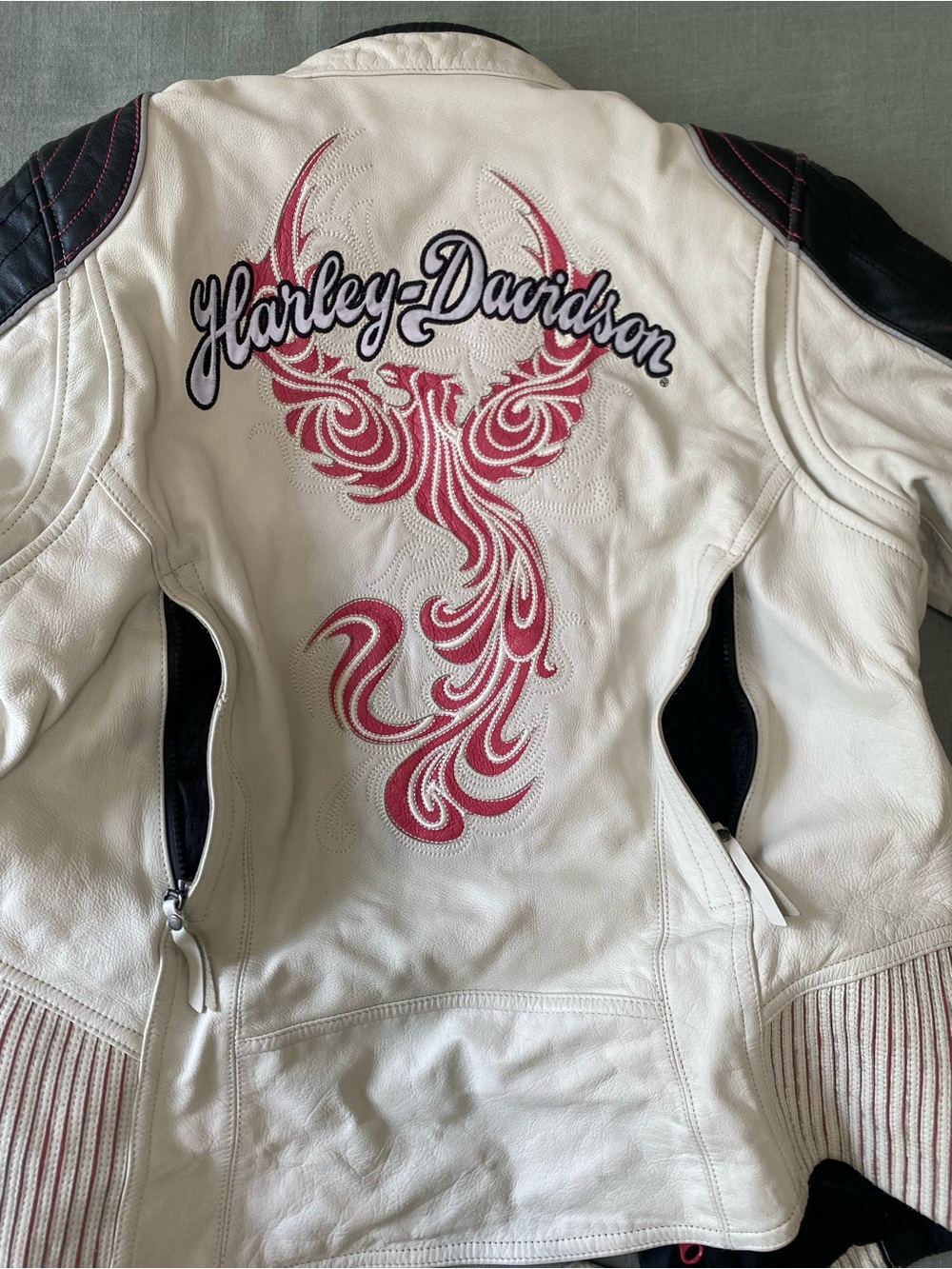Harley-Davidson Women's “Spirited Eagle” White and Pink Leather Jacket - Picture 13 of 13